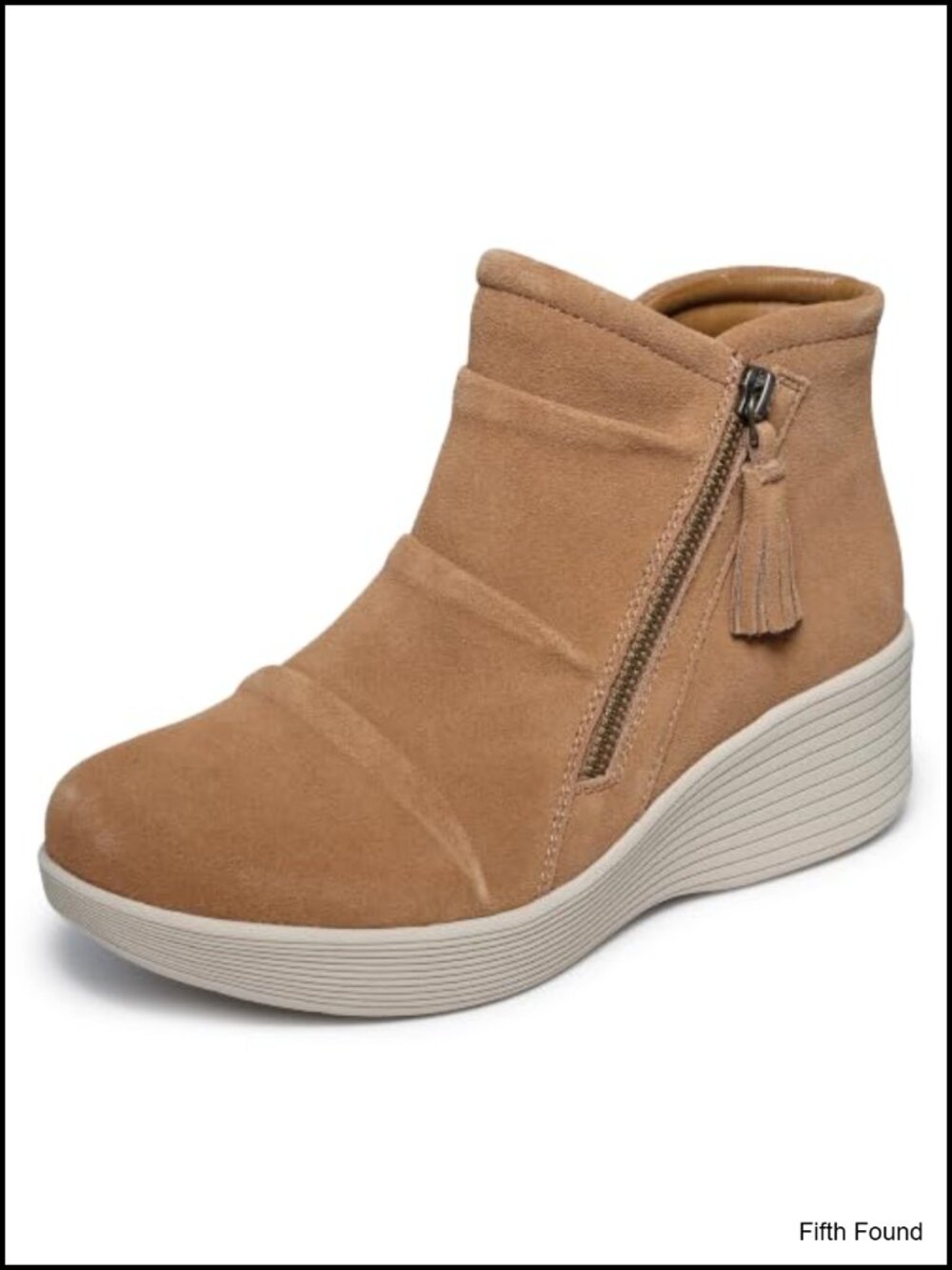 Suede Wedge Ankle Bootie with 3M Scotchguard & Memory Foam